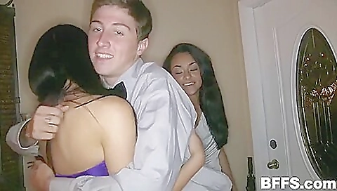 Brunette student cumshots on prom night in the bathroom
