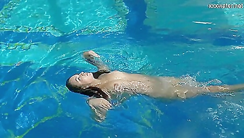 Horny brunette in red lingerie plays with her big ass in public