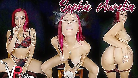 Redhead smoking in a solo video and getting licked