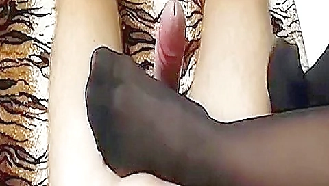 Busty blonde in sexy stockings and lingerie jerking off