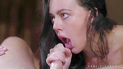 Cute brunette teen gets her hungry pussy fucked by two men