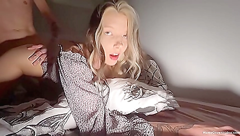 Amateur blonde takes a cock inside her tight pussy