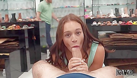 Brunette girl with a nice ass is getting fucked in front of the camera