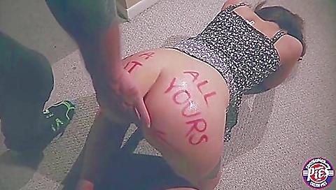 Brunette slut with a nice body is getting cum filled