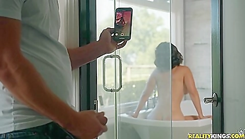 Brazilian MILF gets fucked while her boobs are full of water