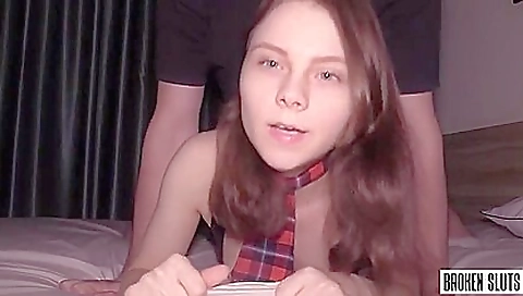 Amateur brunette teen handjob and deepthroat pov video