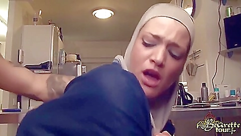 Arab hottie shows off her ass and big cock in porn video